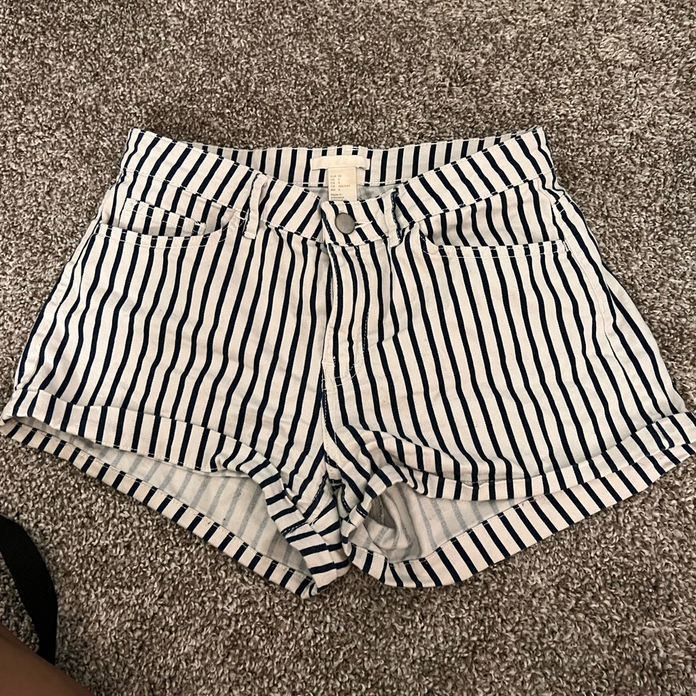 Navy blue striped shorts